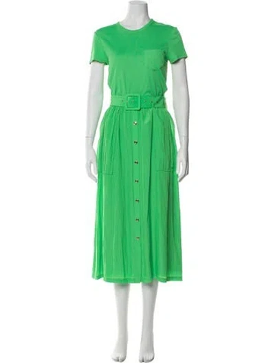 Pre-owned Ramy Brook Crew Neck Midi Length Dress W/ Tags In Green
