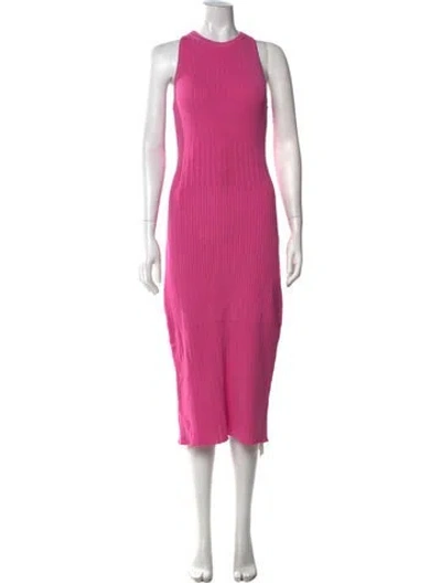 Pre-owned Ramy Brook Crew Neck Midi Length Dress W/ Tags In Pink