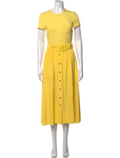 Pre-owned Ramy Brook Crew Neck Midi Length Dress W/ Tags In Yellow