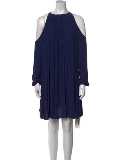 Pre-owned Ramy Brook Crew Neck Mini Dress In Blue