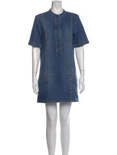 Pre-owned Ramy Brook Crew Neck Mini Dress In Blue
