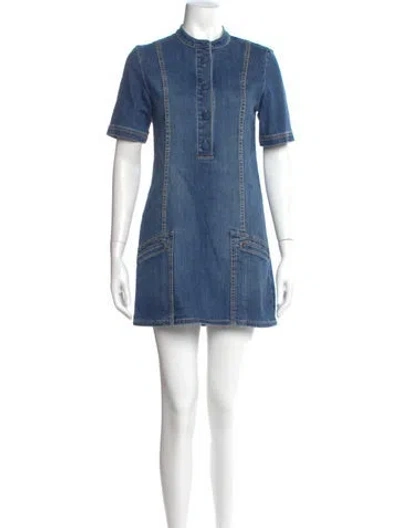 Pre-owned Ramy Brook Crew Neck Mini Dress In Blue