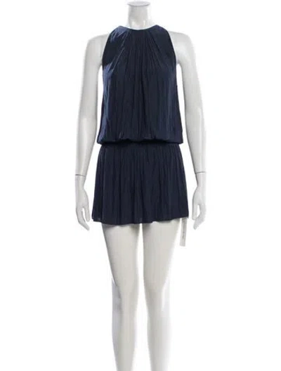 Pre-owned Ramy Brook Crew Neck Mini Dress In Blue