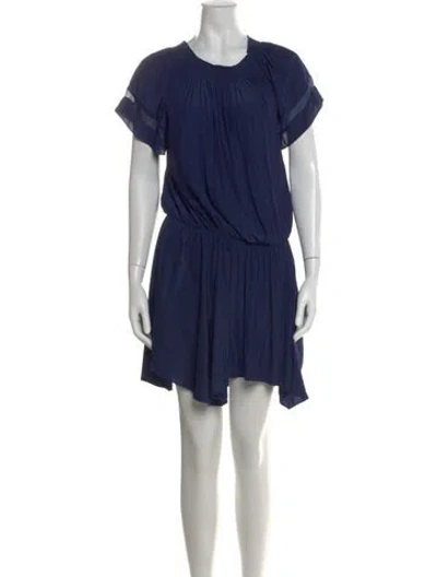 Pre-owned Ramy Brook Crew Neck Mini Dress In Blue