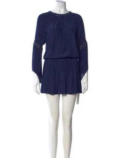 Pre-owned Ramy Brook Crew Neck Mini Dress In Blue
