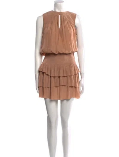Pre-owned Ramy Brook Crew Neck Mini Dress In Orange