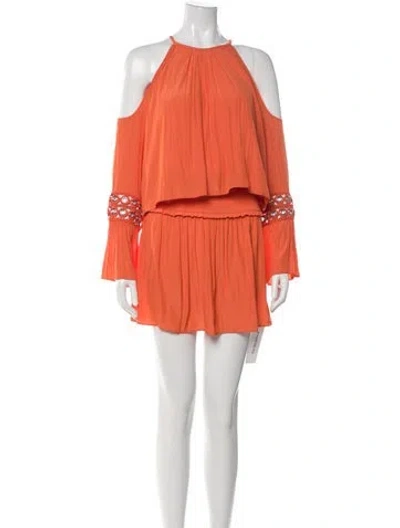 Pre-owned Ramy Brook Crew Neck Mini Dress In Orange