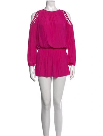 Pre-owned Ramy Brook Crew Neck Mini Dress In Pink