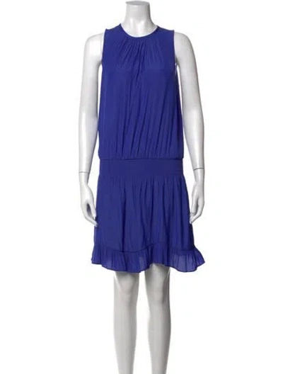Pre-owned Ramy Brook Crew Neck Mini Dress W/ Tags In Blue