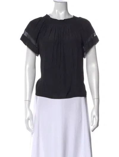 Pre-owned Ramy Brook Crew Neck Short Sleeve Blouse In Black