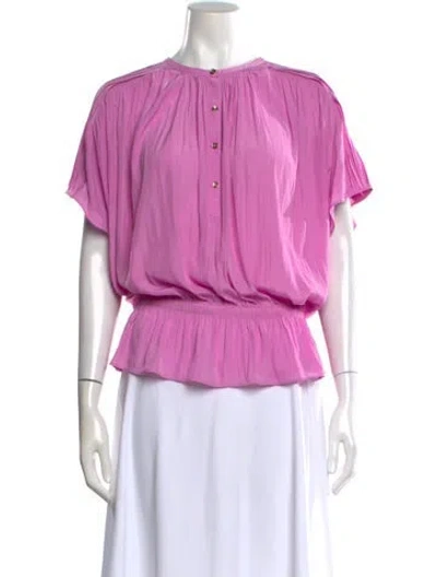 Pre-owned Ramy Brook Crew Neck Short Sleeve Blouse In Purple