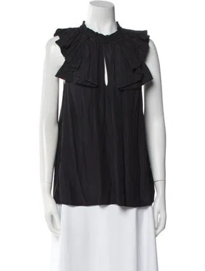 Pre-owned Ramy Brook Crew Neck Sleeveless Blouse In Black