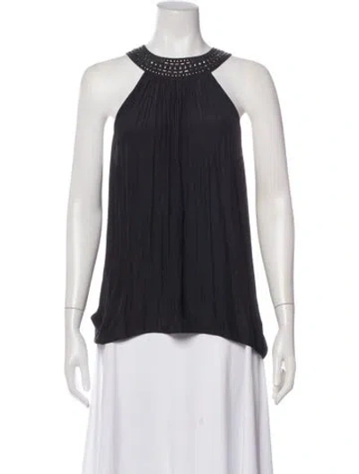 Pre-owned Ramy Brook Crew Neck Sleeveless Blouse In Black