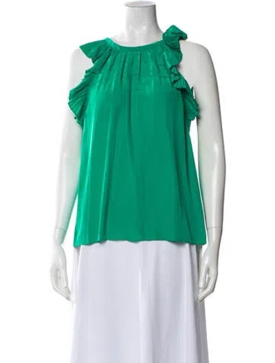 Pre-owned Ramy Brook Crew Neck Sleeveless Blouse In Blue