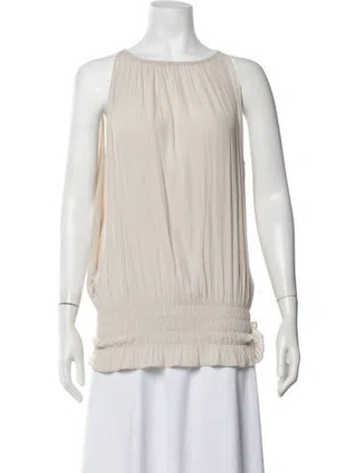 Pre-owned Ramy Brook Crew Neck Sleeveless Blouse In Neutrals