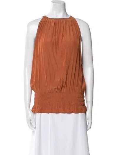 Pre-owned Ramy Brook Crew Neck Sleeveless Blouse In Orange
