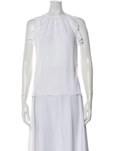 Pre-owned Ramy Brook Crew Neck Sleeveless Blouse In White