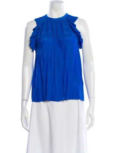 Pre-owned Ramy Brook Crew Neck Sleeveless Top In Blue