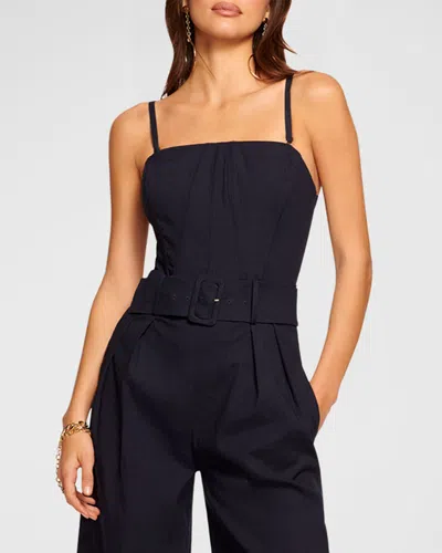 Ramy Brook Cropped Delia Jumpsuit In Navy