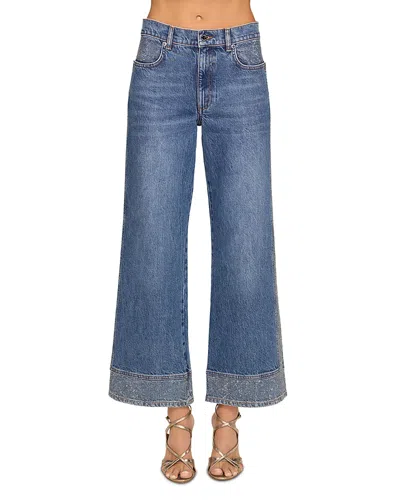 Ramy Brook Cropped Lea High Rise Embellished Jeans In Rhinestone In Multi