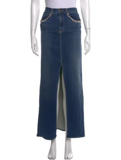 Pre-owned Ramy Brook Crystal Embellishments Long Skirt In Blue