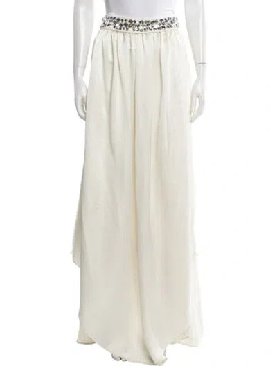 Pre-owned Ramy Brook Crystal Embellishments Long Skirt In Neutral