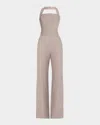 Ramy Brook Cyprus Embellished Halter Jumpsuit In Natural Rhinestone
