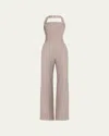 Ramy Brook Cyprus Embellished Halter Jumpsuit In Natural Rhinestone