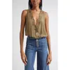 Ramy Brook Daisy Embroiderd Wrap Front Top In Green