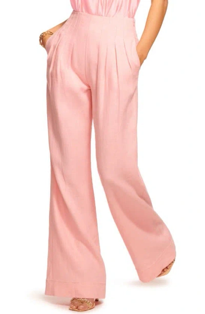 Ramy Brook Dalia Pleated Wide Leg Trousers In Pink Tulip
