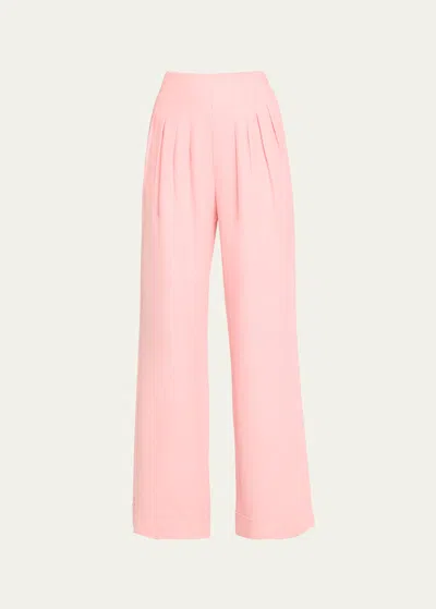 Ramy Brook Dalia Pleated Wide-leg Pants In Pink Tulip