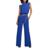 Ramy Brook Dani Shirred Neck Sleeveless Jumpsuit In Lapis