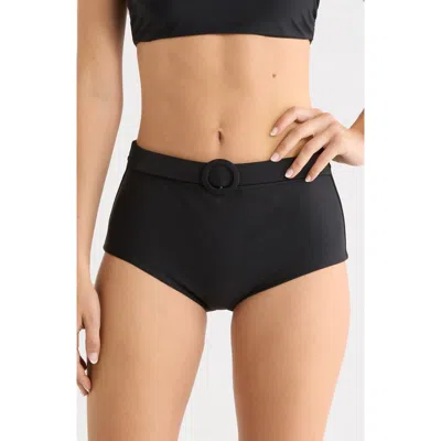 Ramy Brook Danica Belted Hipster Bikini Bottoms In Black