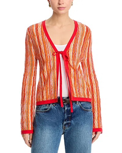 Ramy Brook Daniela Stripe Cardigan In Orange