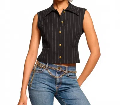 Ramy Brook Danna Pinstripe Vest In Black Pinstripe
