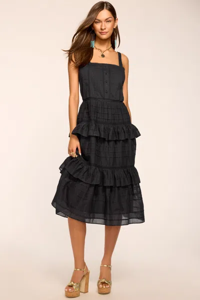Ramy Brook Daria Embroidered Voile Midi Dress In Black