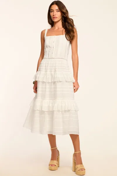Ramy Brook Daria Embroidered Voile Midi Dress In White