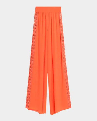 Ramy Brook Dario Sheer Palazzo Beach Pants In Orange