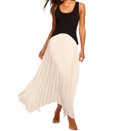 Ramy Brook Davinia Knit Combo Pleated Maxi Dress In Ivory In White