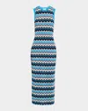 Ramy Brook Declan Metallic Chevron Stripe Cotton Blend Sweater Dress
