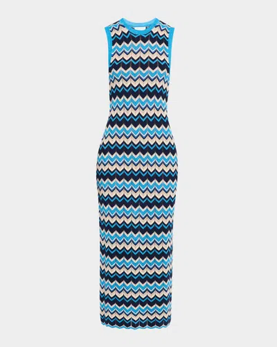 Ramy Brook Declan Metallic Chevron-knit Midi Dress