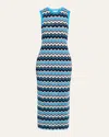 Ramy Brook Declan Metallic Chevron Stripe Cotton Blend Sweater Dress In Blue