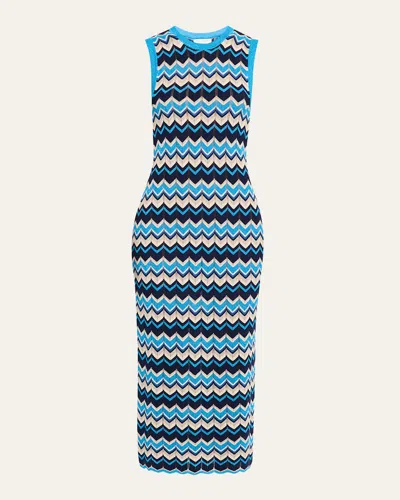 Ramy Brook Declan Metallic Chevron-knit Midi Dress