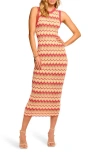 Ramy Brook Declan Metallic Chevron Stripe Cotton Blend Sweater Dress