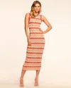 Ramy Brook Declan Metallic Chevron Stripe Cotton Blend Sweater Dress
