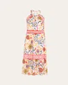 Ramy Brook Delia Floral Halter Neck Cotton Blend Dress
