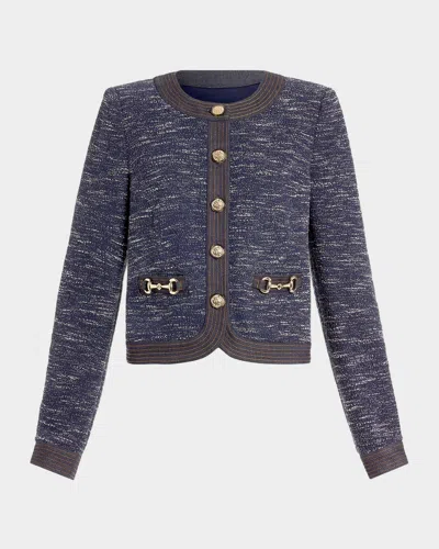 Ramy Brook Delia Tweed Cropped Jacket In Blue