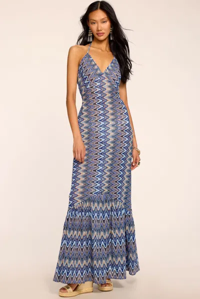 Ramy Brook Delilah Chevron Knit Coverup Maxi Dress In Gold