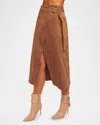 Ramy Brook Delphia Faux Suede Wrap Skirt In Saddle