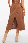 Ramy Brook Delphia Faux Suede Wrap Skirt In Saddle